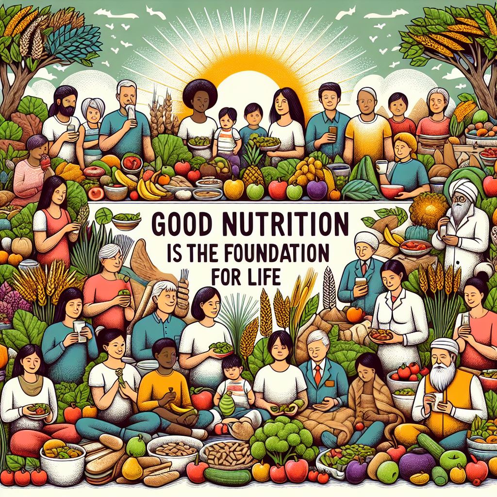 An image showing healthy people and good food
